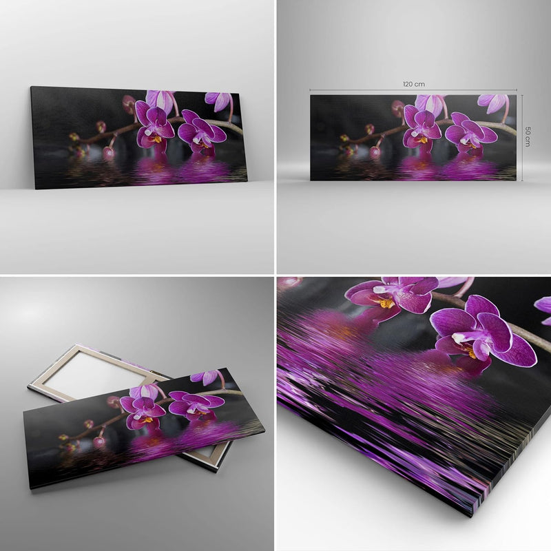 Wandbilder Dekoration Wohnzimmer Asien exotisch orchidee blume Panorama Bilder auf Leinwand 120x50cm