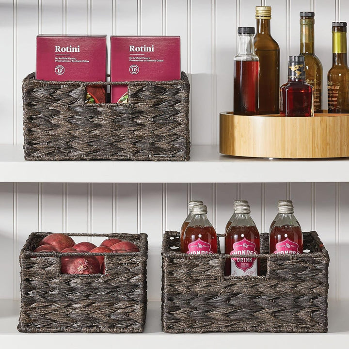 mDesign Woven Farmhouse Kitchen Pantry Food Storage Organizer Basket Box - Container Organization fo