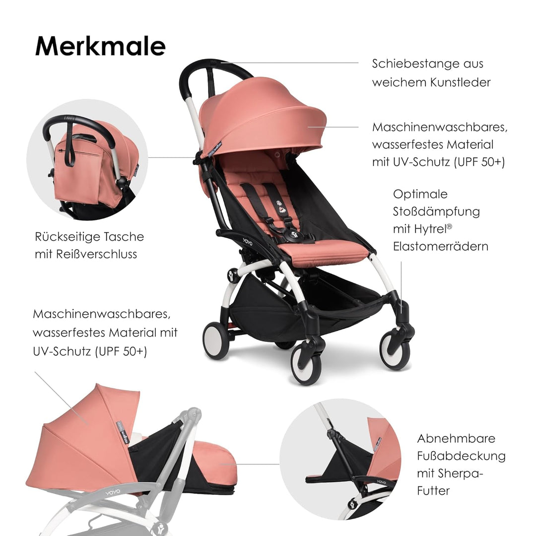 BABYZEN YOYO2 Kompletter Kinderwagen - Inklusive YOYO 0+ Neugeborenen Set (Ginger), Kinderwagengeste