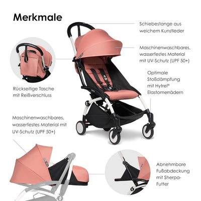 BABYZEN YOYO2 Kompletter Kinderwagen - Inklusive YOYO 0+ Neugeborenen Set (Ginger), Kinderwagengeste