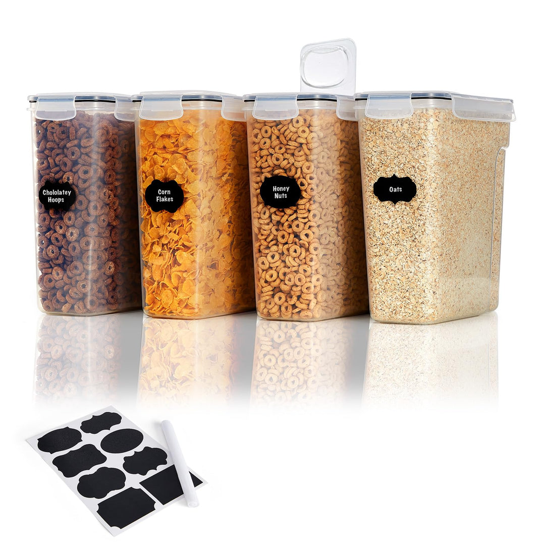 Lifewit 4 Stücke Vorratsdosen Set für Müsli mit Klappdeckel, 4L luftdichte Aufbewahrung Sets mit Eti