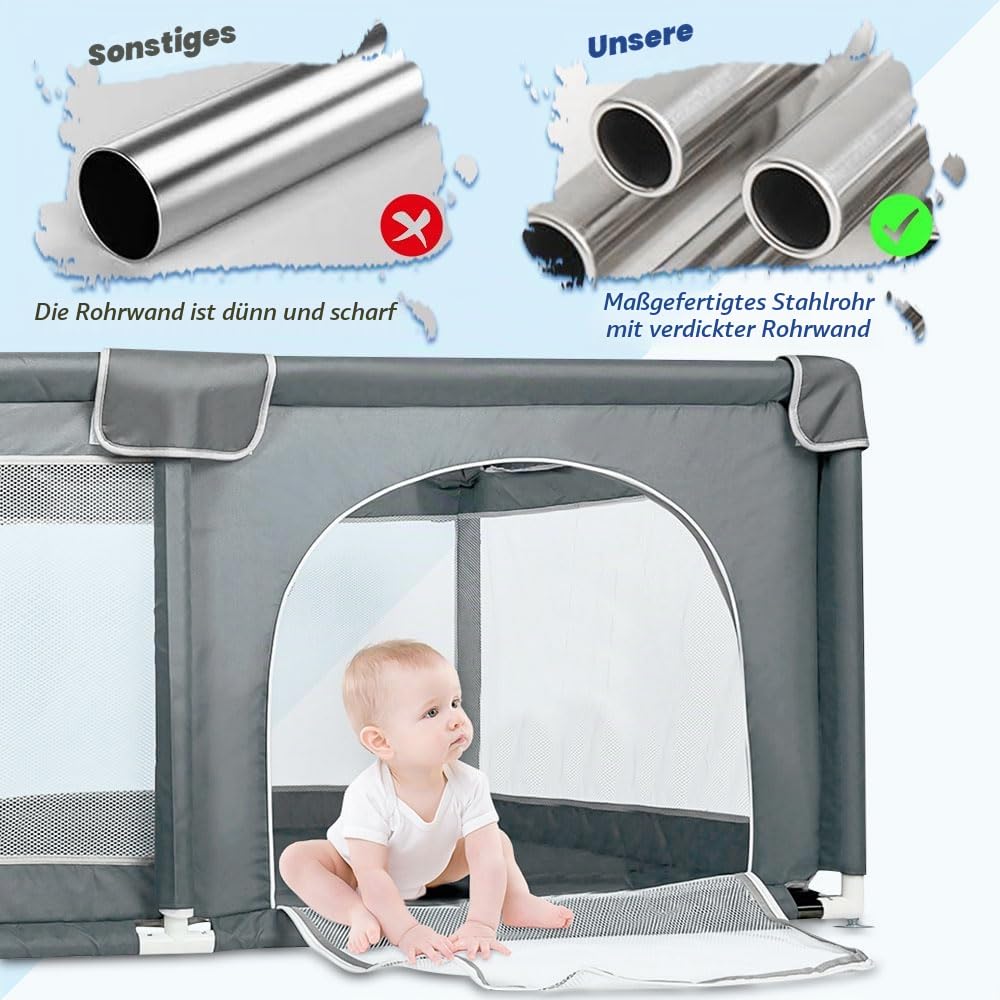 Laufstall für Babys, 160 x 120 cm, Aktivitätsgitter für Kinder, mit Basis, modular, faltbar, grosser