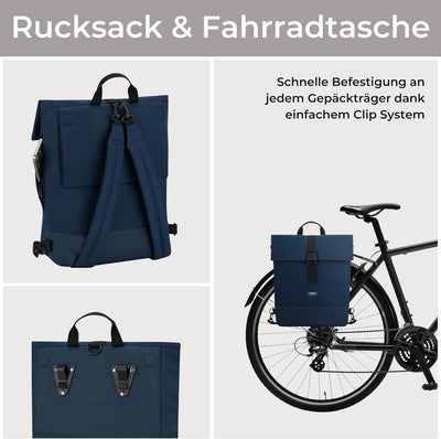 LARKSON Fahrradtaschen für Gepäckträger Damen & Herren Dunkelblau - Tammo Bike - 2 in 1 Fahrrad Tasc
