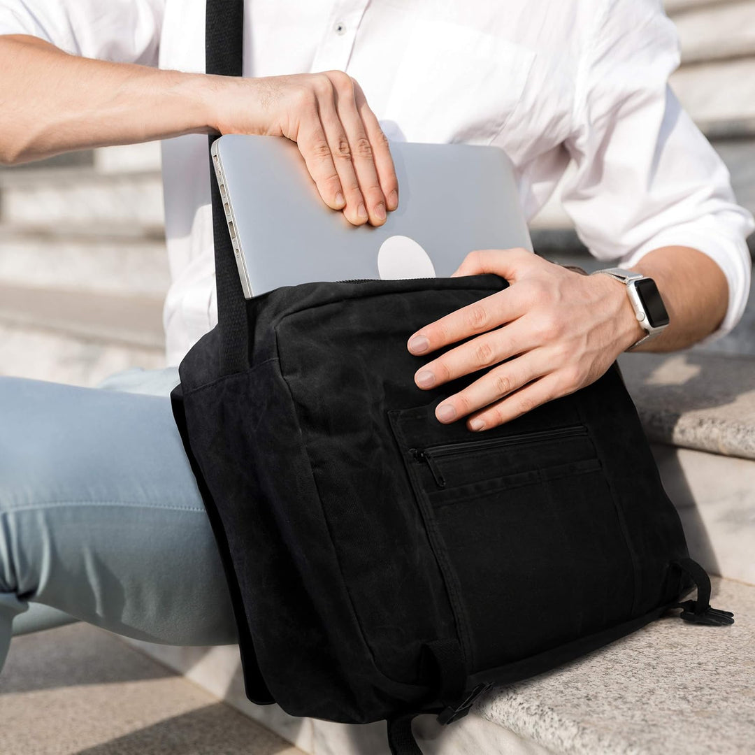 Jan Max - Canvas - Umhängetasche Arbeitstasche Schultertasche, Herren Tasche, Messenger Bag mit Lapt