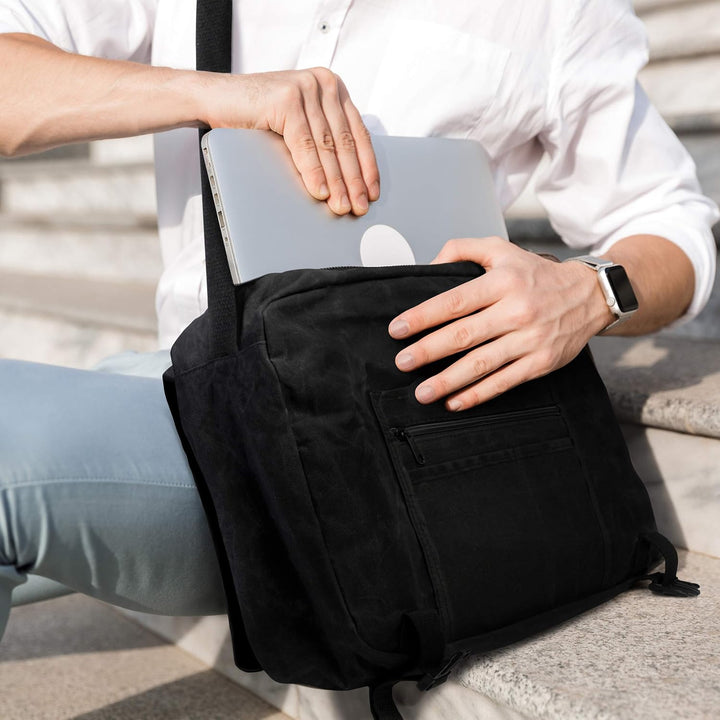 Jan Max - Canvas - Umhängetasche Arbeitstasche Schultertasche, Herren Tasche, Messenger Bag mit Lapt
