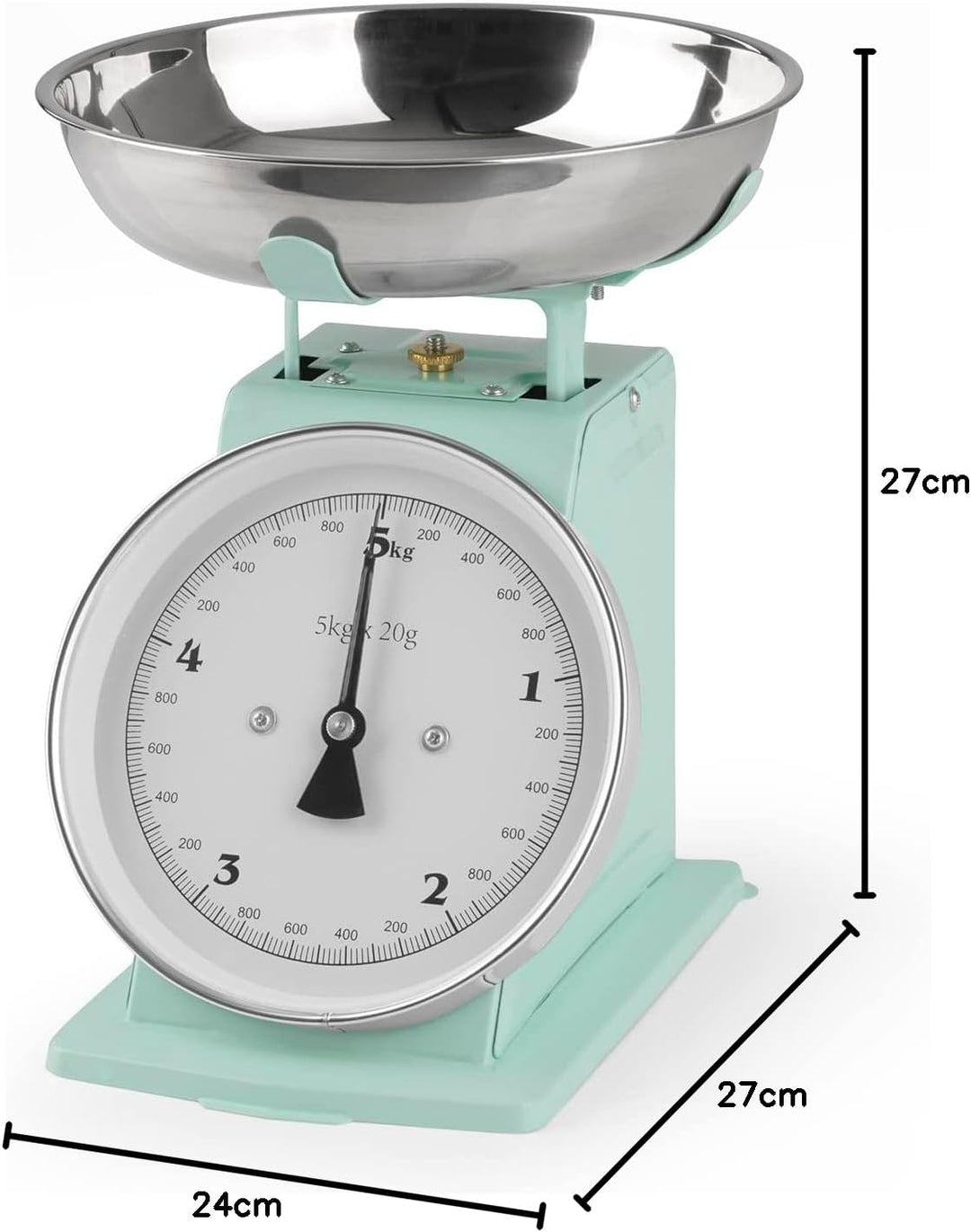 GOURMETmaxx Küchenwaage in Retro-Design | Edelstahl-Waagschale mit exakten Messergebnissen und Tara-