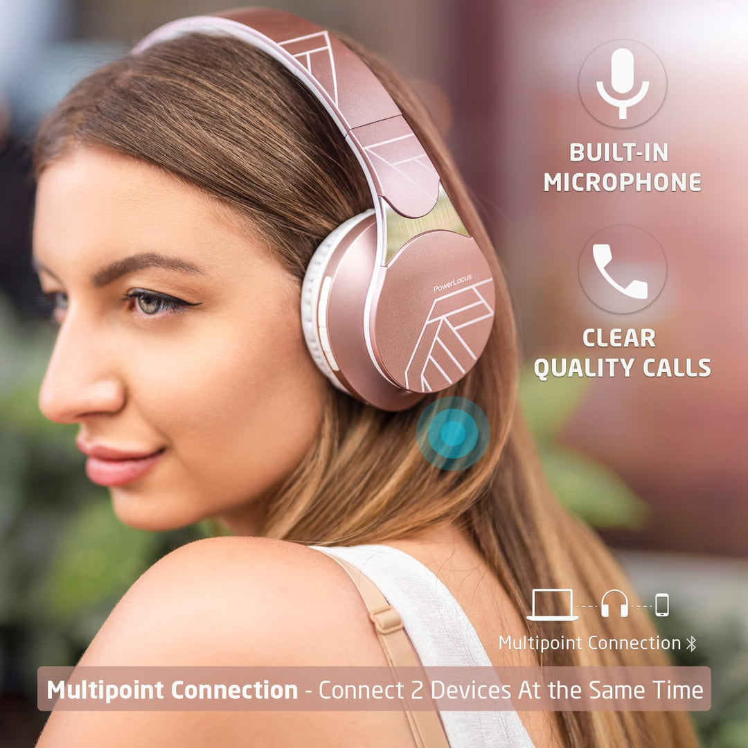 PowerLocus Edge Bluetooth-Kopfhörer, kabellos, Hi-FI Stereo, Micro SD/TF, Kopfhörer mit integriertem