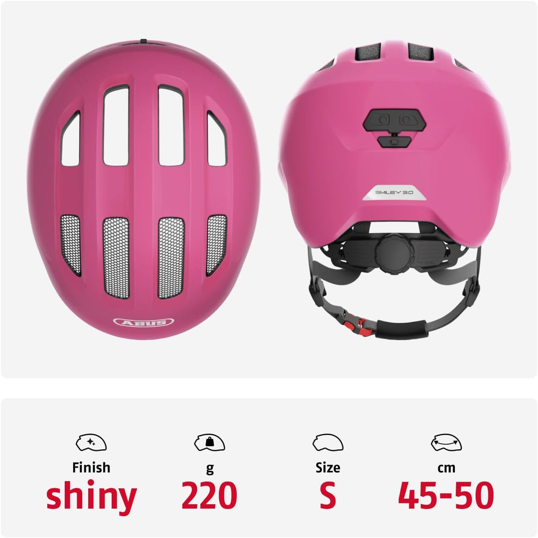 ABUS Kinderhelm Smiley 3.0 - Fahrradhelm mit tiefer Passform, kindergerechten Designs & Platz für ei