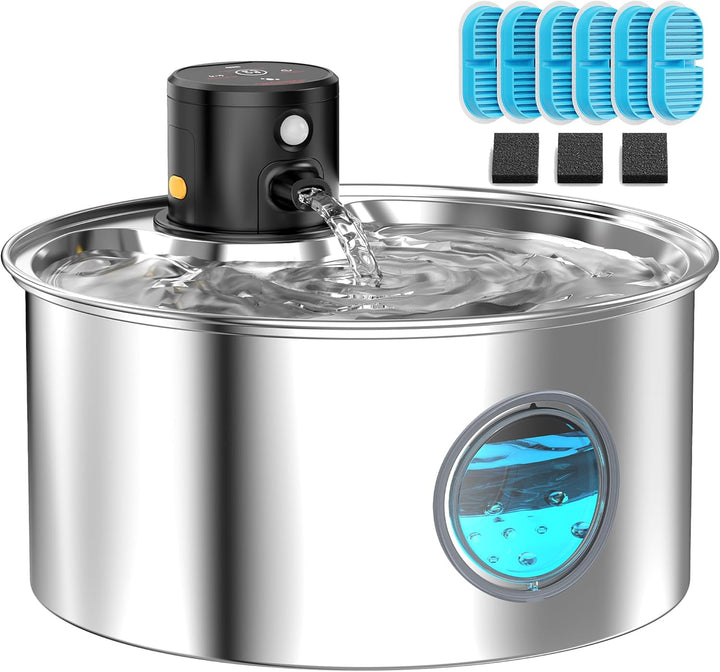 Katzenbrunnen mit Bewegungsmelder Katzen Trinkbrunnen Edelstahl: Katzentrinkbrunnen Sensor - 3.2L Tr