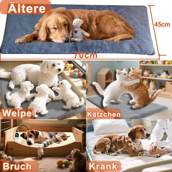 70*45cm Haustier Heizkissen Grosse Hunde Heizmatte Anti Biss Katzen Heizkissen Wärmematte Hund Anti