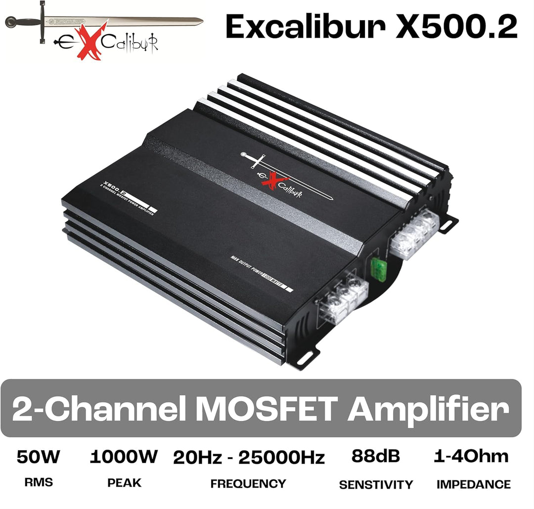 EXCALIBUR X500.2 MOSFET 2-Kanal Auto-Verstärker 1000 Watt Single, Single