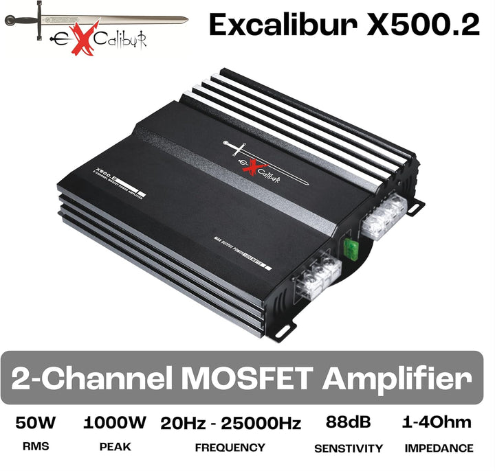 EXCALIBUR X500.2 MOSFET 2-Kanal Auto-Verstärker 1000 Watt Single, Single