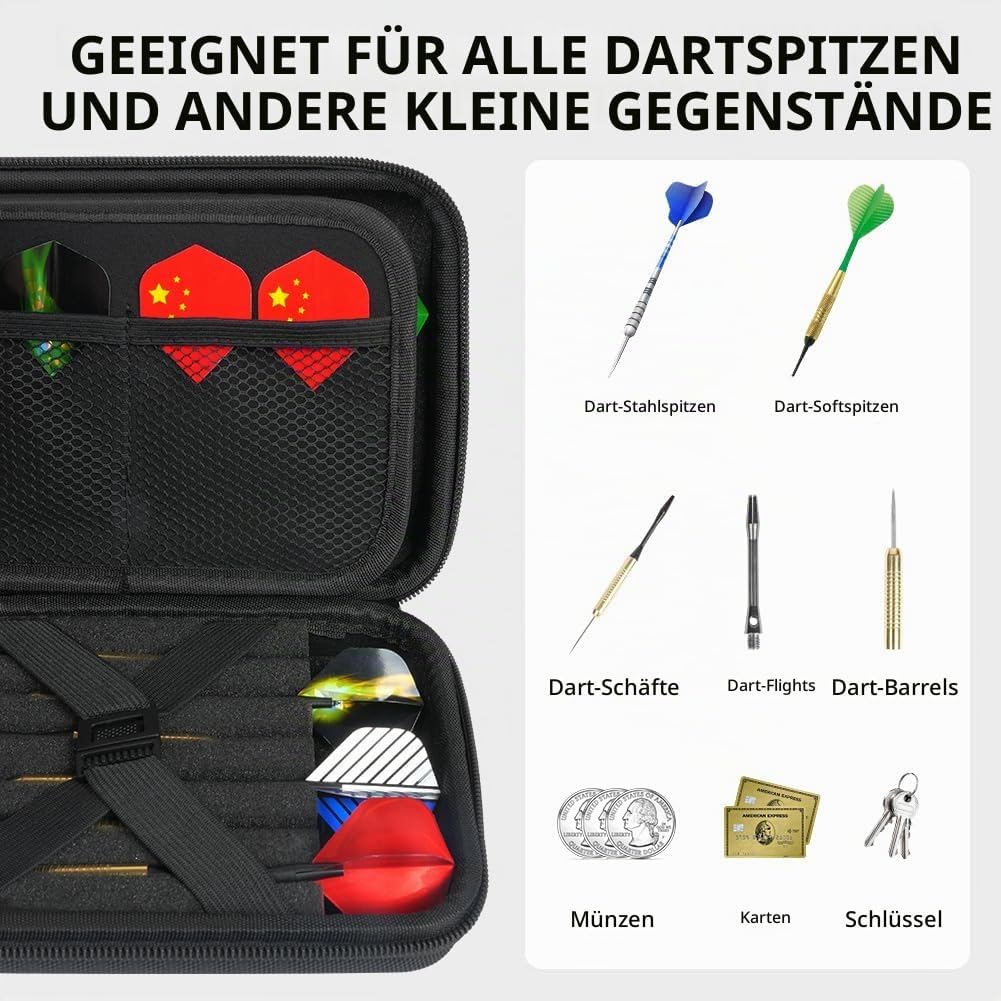 flintronic Dart Taschen Organiser, Doppelseitige Dartbox, Harte Eva Dartpfeiletui, für 12 Stahlspitz