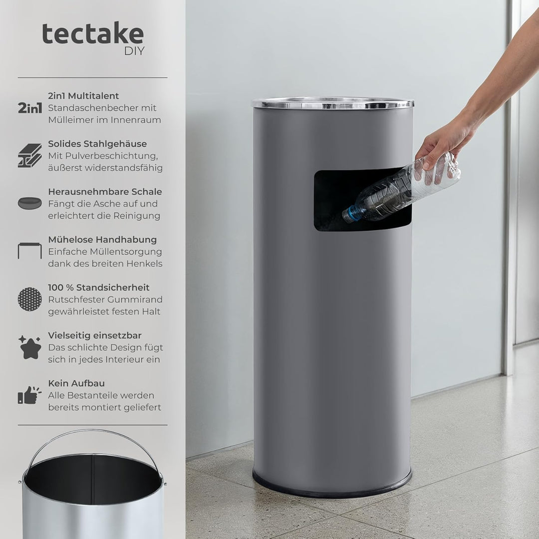 TecTake 30L Standaschenbecher Aschenbecher mit Mülleimer inkl. Inneneimer | Total: Ø 25 x 61 cm - di