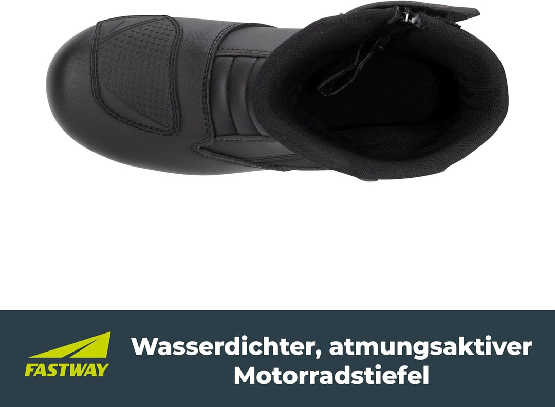 FAST WAY FTS-1 WP Motorradschuhe, CE Zertifiziert, Wasserdichte Motorradstiefel, Atmungsaktive Motor