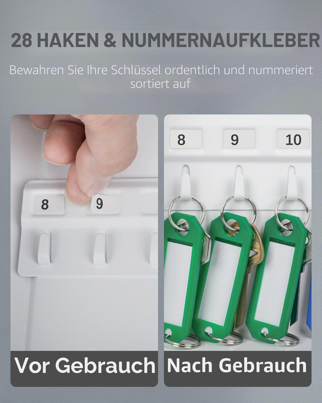 Uniclife Schlüsselschrank mit 28 Schlüsseln, Stahl, mit Zahlenschloss, Wandmontage, Schlüssel-Organi