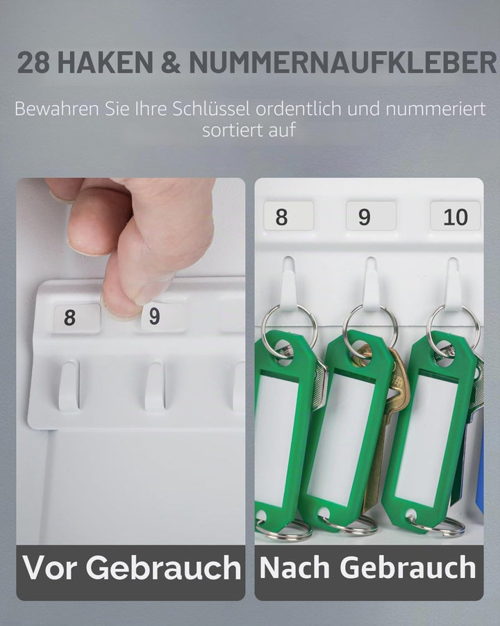Uniclife Schlüsselschrank mit 28 Schlüsseln, Stahl, mit Zahlenschloss, Wandmontage, Schlüssel-Organi