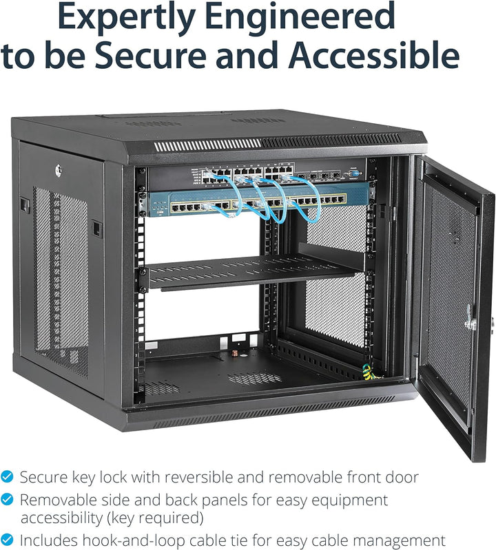 StarTech.com 9HE Wandmontage Serverschrank/Rack - 4 Pfosten Einstellbare Tiefe (5 bis 48 cm) Netzwer