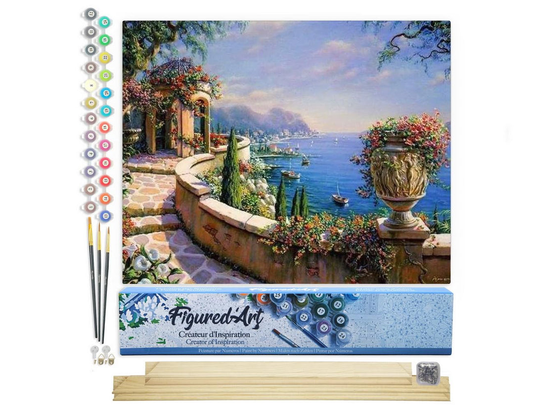 Figured'Art Malen Nach Zahlen Erwachsene Mit Rahmen Seesicht - Paint by Numbers Basteln DIY Bastelse