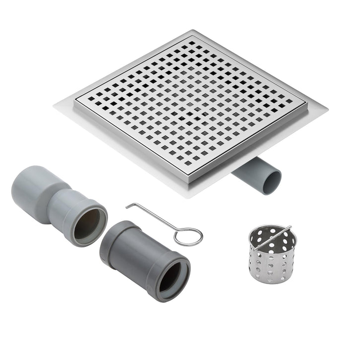20x20cm Bodenablauf mit 360° Siphon, Duschablauf mit Edelstahlsieb & Schnellentwässerung für Dusche,