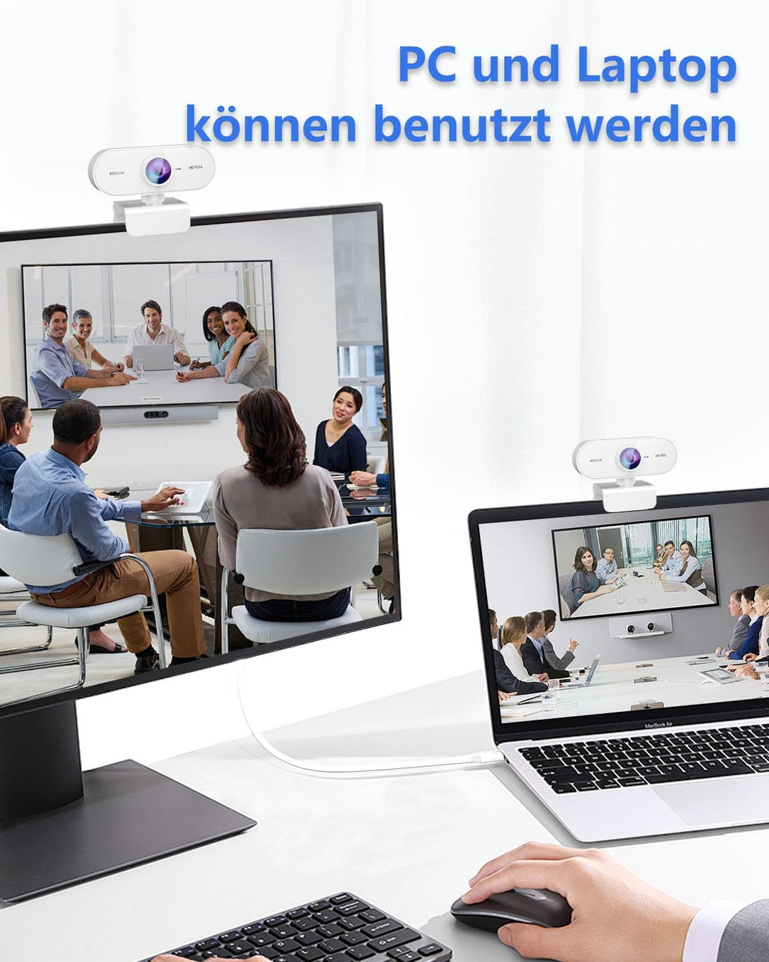 Webcam mit Mikrofon,1080P Full HD Kamera PC Laptop,USB Web Cam Plug&Play,Externe Streaming Camera,Mi