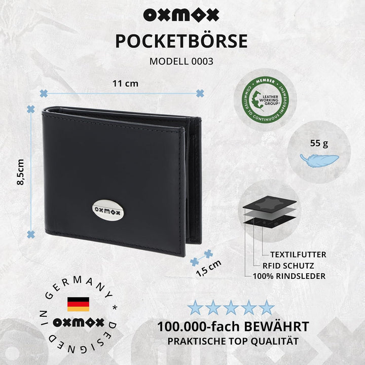 oxmox Leather Geldbörse RFID Schutz Leder 10.5 cm