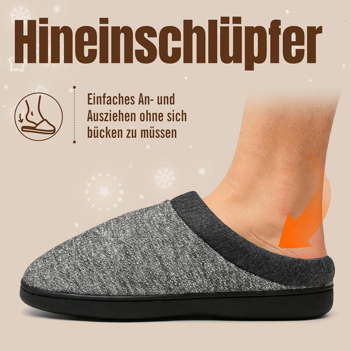 Mishansha Herren Damen Warme Hausschuhe Winter Memory Foam Plüsch Pantoffeln Rutschfest Slipper,Gr.3
