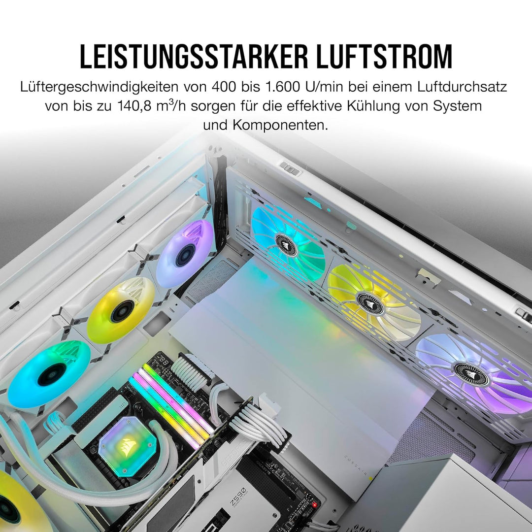 Corsair iCUE ML140 RGB ELITE, 140-mm-PWM-RGB-Lüfter (CORSAIR AirGuide-Technologie, Magnetschwebelage
