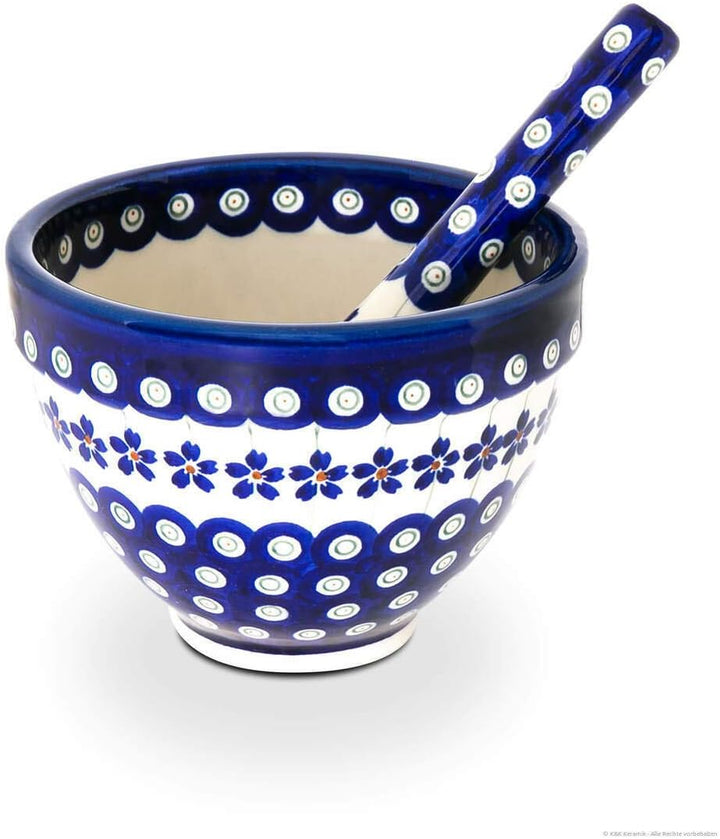 Original Bunzlauer Keramik Mörser mit Stössel im Set, Gewürzmörser zum Mahlen, Zerkleinern &amp; Püriere