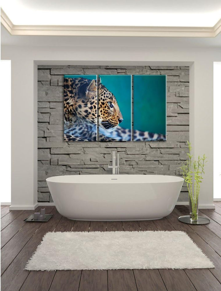 Pixxprint Wachsamer Gepard als Leinwandbild/Grösse: 3 Teilig (120x80) cm/Wandbild/Kunstdruck/fertig