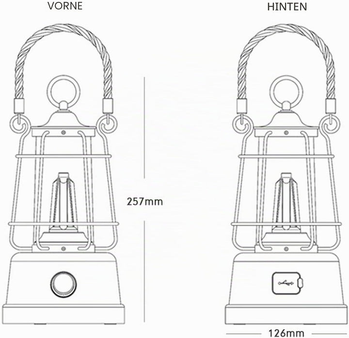 HARPER LIVING Wiederaufladbare LED-Laterne im Retro-Stil, 6 W, 370 Lumen, 5000 mAh, dimmbar, Farbwec