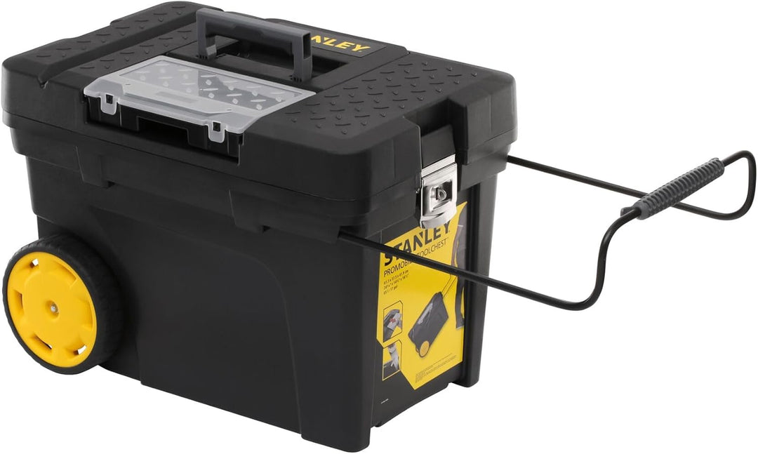Stanley Mobile Montagebox (60,3 x 37,5 x 43 cm, Volumen 53l, geräumiges Hauptfach für Elektrowerkzeu