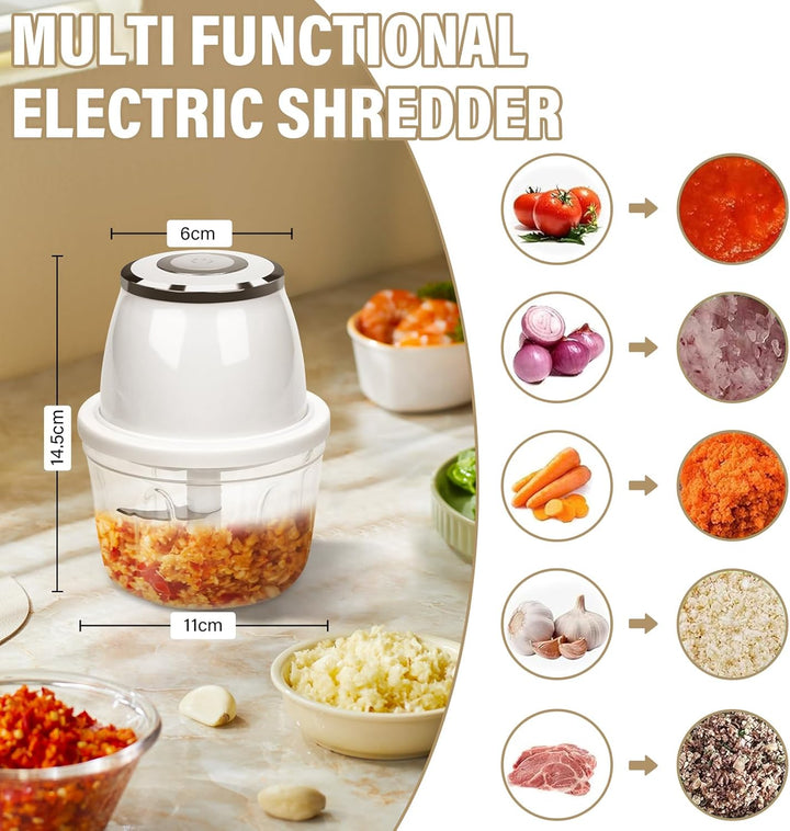 Zwiebelschneider Elektrisch 350ml, Mini Zwiebel Zerkleinerer, Gemüseschneider Elektrisch Küche mit U