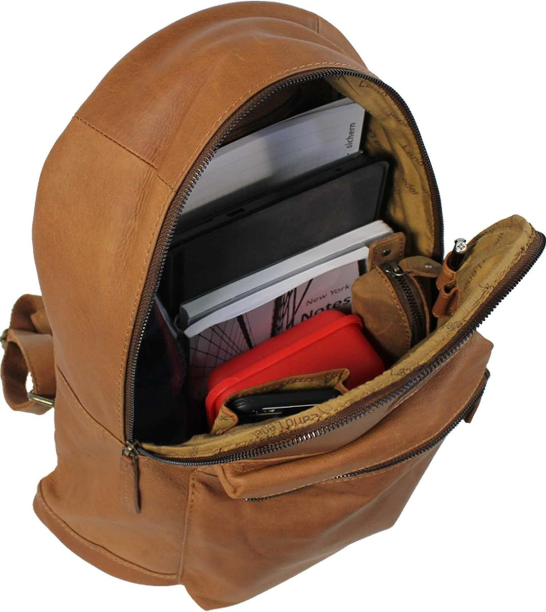 LANDLEDER Rucksack ECHT LEDER braun Damen, Braun