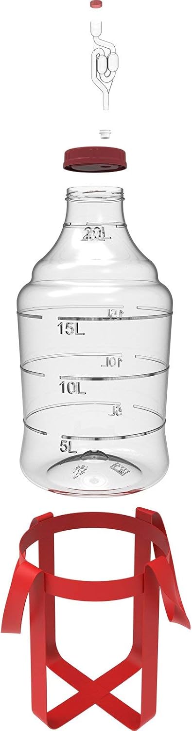 Weinballon Gärballon Gärbehälter Flasche Weithalsballon Gummistopfen Gärröhrchen (20L), 20L