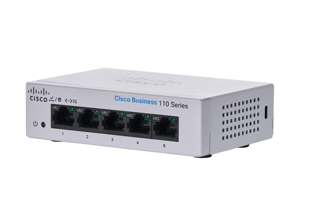 Cisco Business CBS110-5T-D Unmanaged Switch | 5﻿ ﻿GE-Ports | Desktop | Ext. Netzteil | Begrenzter Le