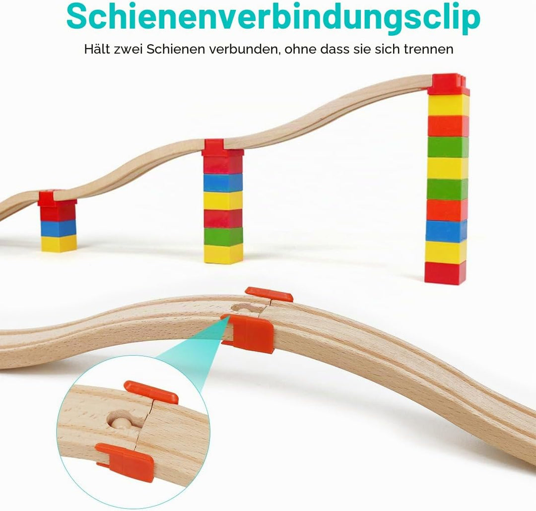 Schienenadapter aus Holz, Holzeisenbahn Schienen Adapter, 28 Stück Connectors Eisenbahn Spielzeug Zu