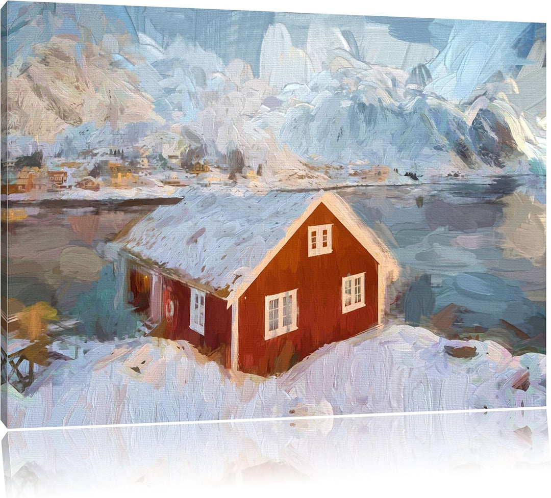 Pixxprint Fischerhaus als Leinwandbild/Grösse: 100x70 / Wandbild/Kunstdruck/fertig bespannt, 100x70