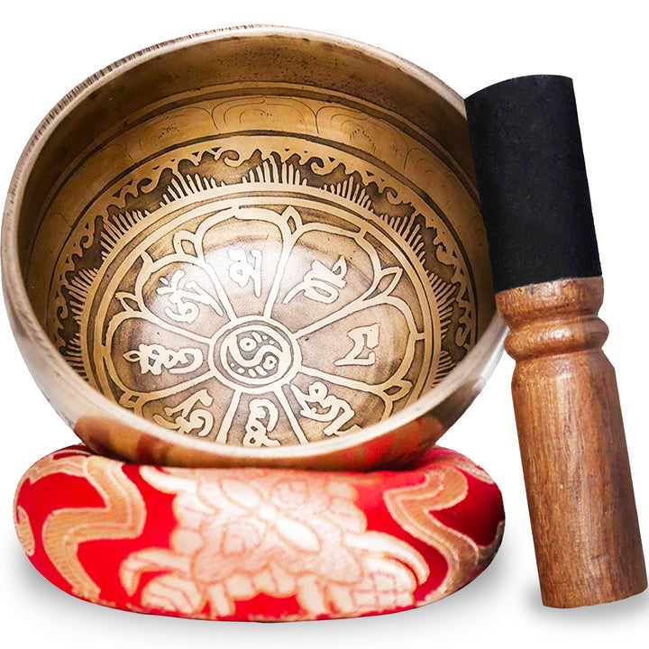 Tibetanisches Klangschalen-Set Handgegossen aus 7 Metallen - Buddhistische Klangschalen Handgefertig