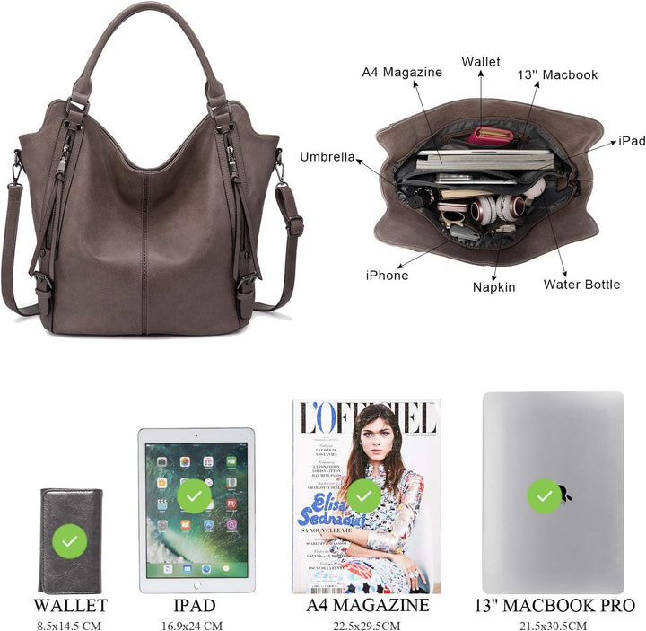 Realer Damen Handtaschen Gross Shopper Lederhandtasche Schultertasche Umhängetasche Geldbörse Hobo D
