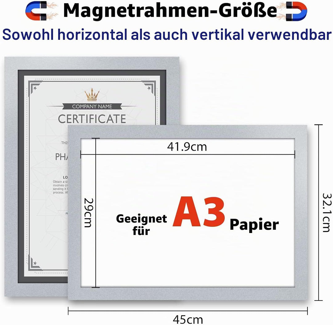A3 Info-Rahmen selbstklebend, VAIIGO mit Magnetschnalle Selbstklebend Schnelles Wechseln von Aushäng