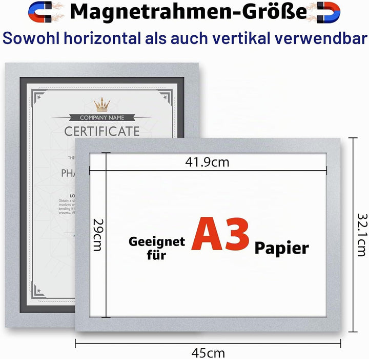 A3 Info-Rahmen selbstklebend, VAIIGO mit Magnetschnalle Selbstklebend Schnelles Wechseln von Aushäng