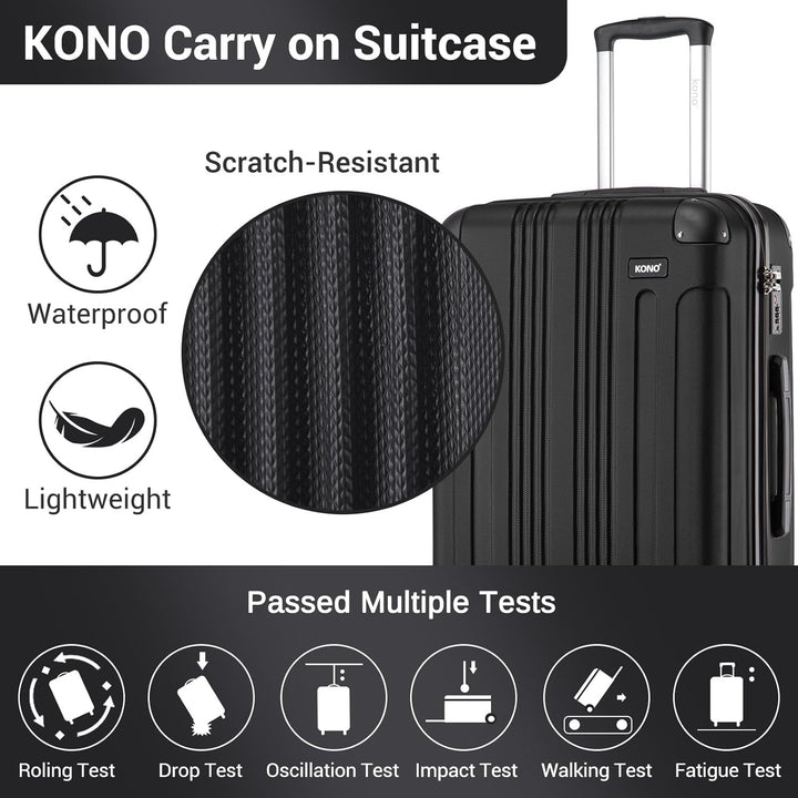 KONO Trolley Koffer Mittelgross Leicht Hartschalenkoffer Reisekoffer mit 4 Rollen, 65x42x26cm, 65Lit