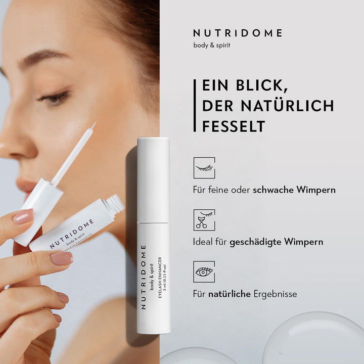 NUTRIDOME Wimpernserum 3ml für ein Starkes und Schneller Wimpernwachstum, Wimpernverlängerung, Wimpe