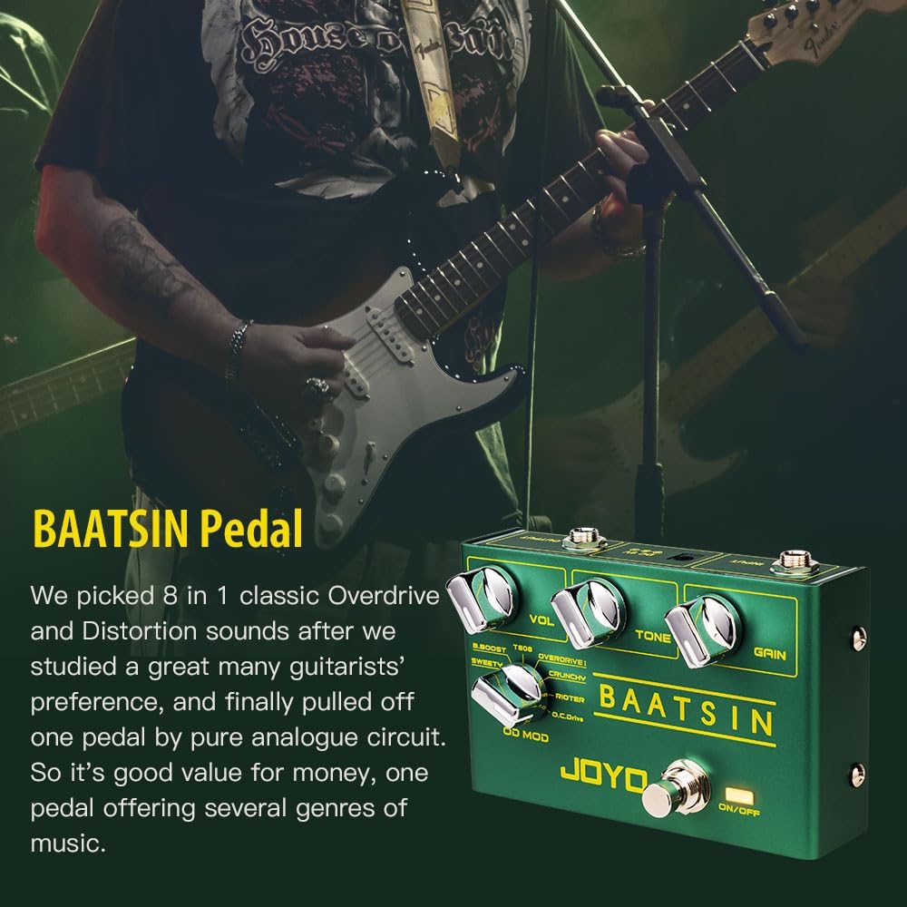 JOYO Pure Analog Overdrive & Distortion Multi Effect Pedal R Series 8 Classic OD/DS Sounds für E-Git