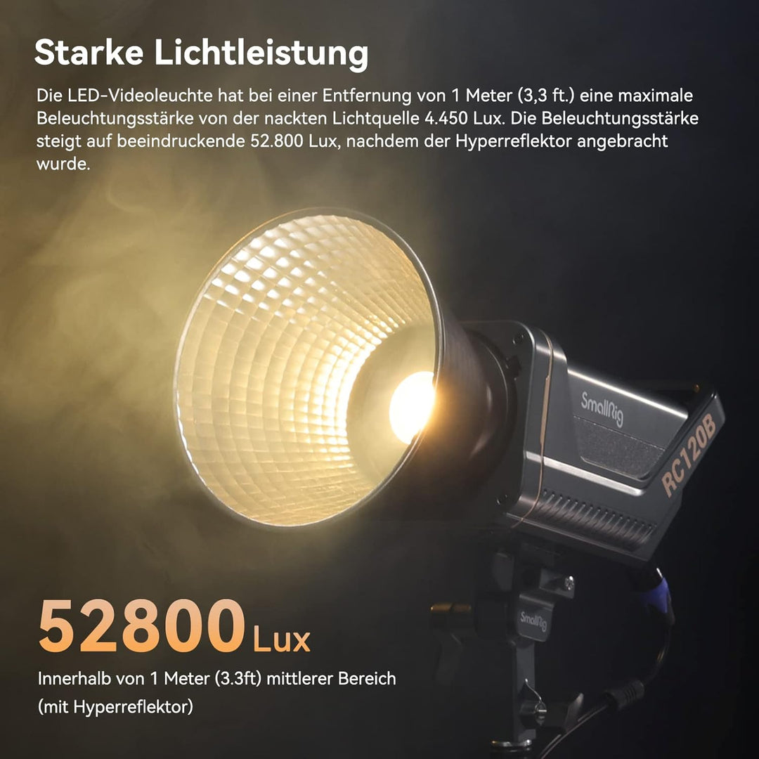 SMALLRIG 120W COB Video Light, Bi-Color 2700K-6500K 52800Lux Continuous Output Light mit 9 Lichteffe