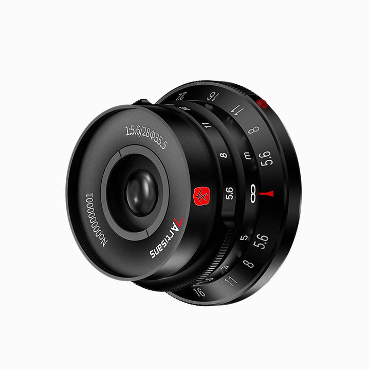 7artisans M28mm F5.6 Vollbild-Objektiv mit manueller Fokus, Prime Kamera mit Gegenlichtblende für Le