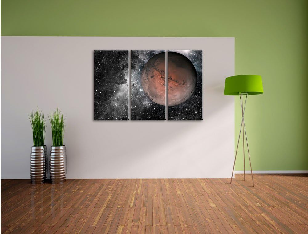 Pixxprint Mars im Weltall als Leinwandbild/Grösse: 3 Teilig (120x80 cm) cm/Wandbild/Kunstdruck/ferti