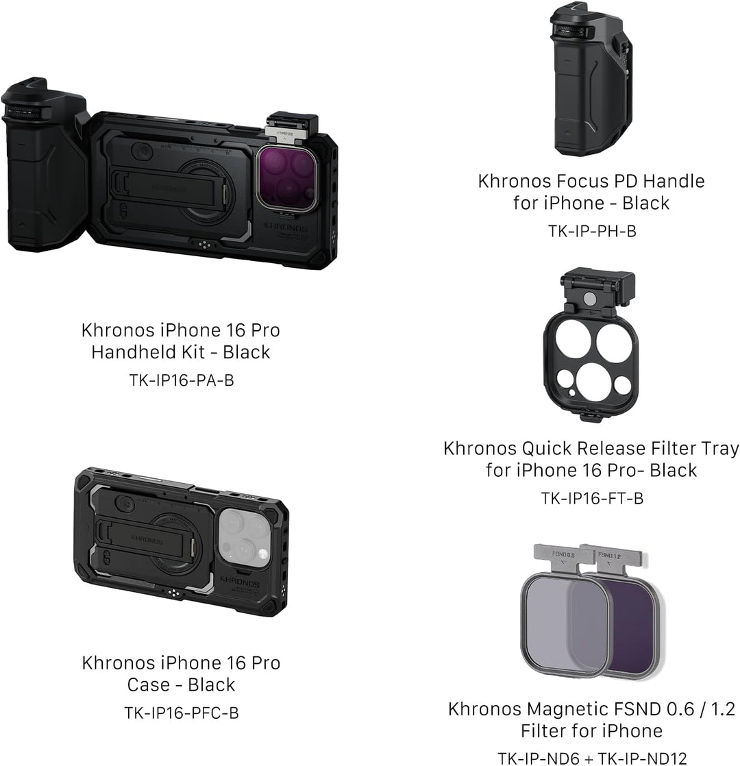 TILTA Khronos Handykäfig kompatibel mit iPhone 16 Pro mit Fokus-PD-Griff, Schnellverschluss-Filtersc