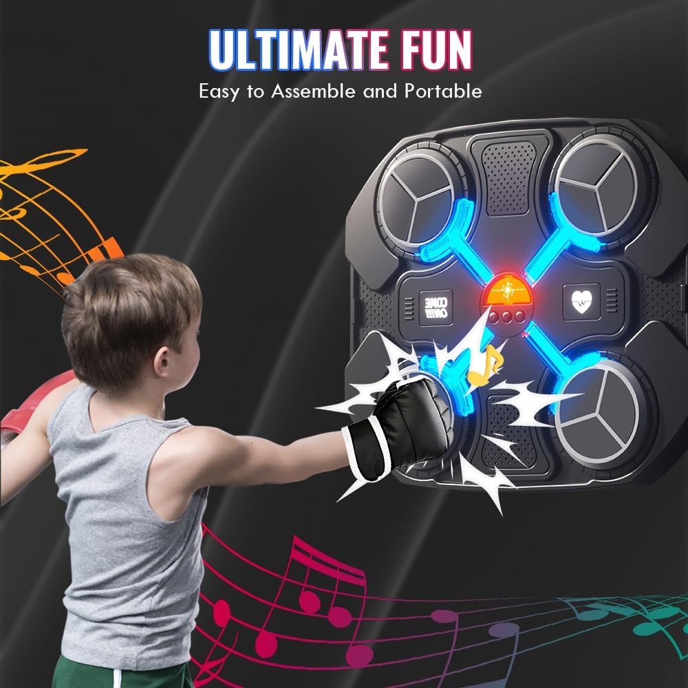OneNine Bluetooth Music Boxing Machine, Boxmaschine mit Musik, Wandmontiertes Boxziel, LED Musik Box